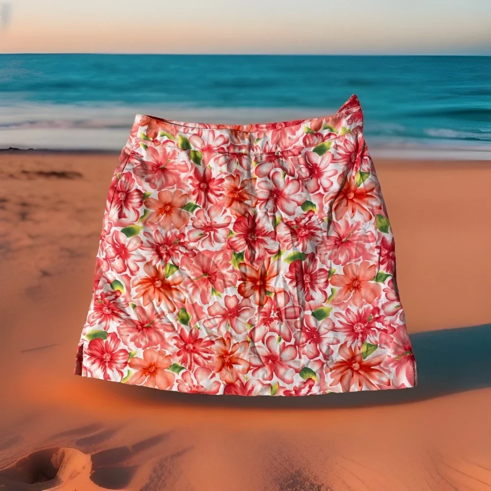 EP PRO Ladies sz 8 Tennis Golf Pickleball athletic skort zipper floral flower - Picture 1 of 7